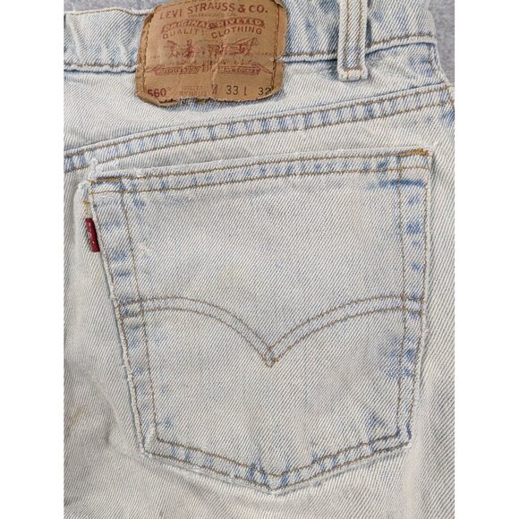 Vintage Levis 560 Jeans Mens 33x32 Light Wash Distressed Tapered Leg USA 90s Y2K - Picture 14 of 16